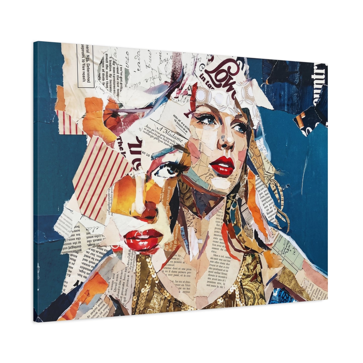 Pop Art Collage Woman Canvas Print — Modern Portrait Wall Art