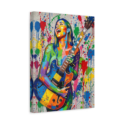 Colorful Guitarist Pop Art Canvas Print — Vibrant Music Wall Art