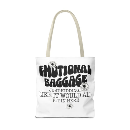 Tote Bag — "Emotional Baggage" Funny Quote Tote with Daisy Vibe
