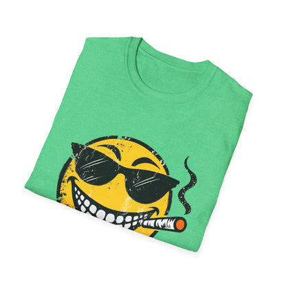 Smokin' Cool Emoji T-Shirt — Retro Grinning Face with Sunglasses & Cigar