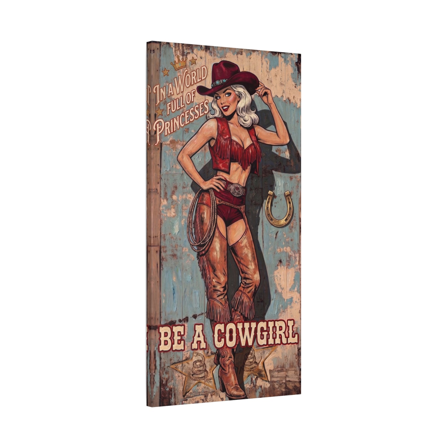 Be a Cowgirl Vintage Pin-Up Canvas Wall Art