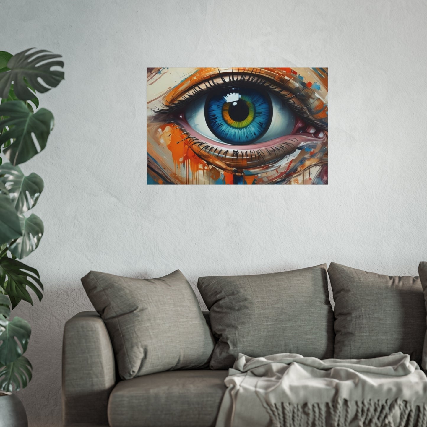 Vibrant Blue Eye Surreal Wall Art Print