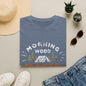 Camping T-Shirt — "Morning Wood" Tent & Pine Tree Outdoor Graphic Tee