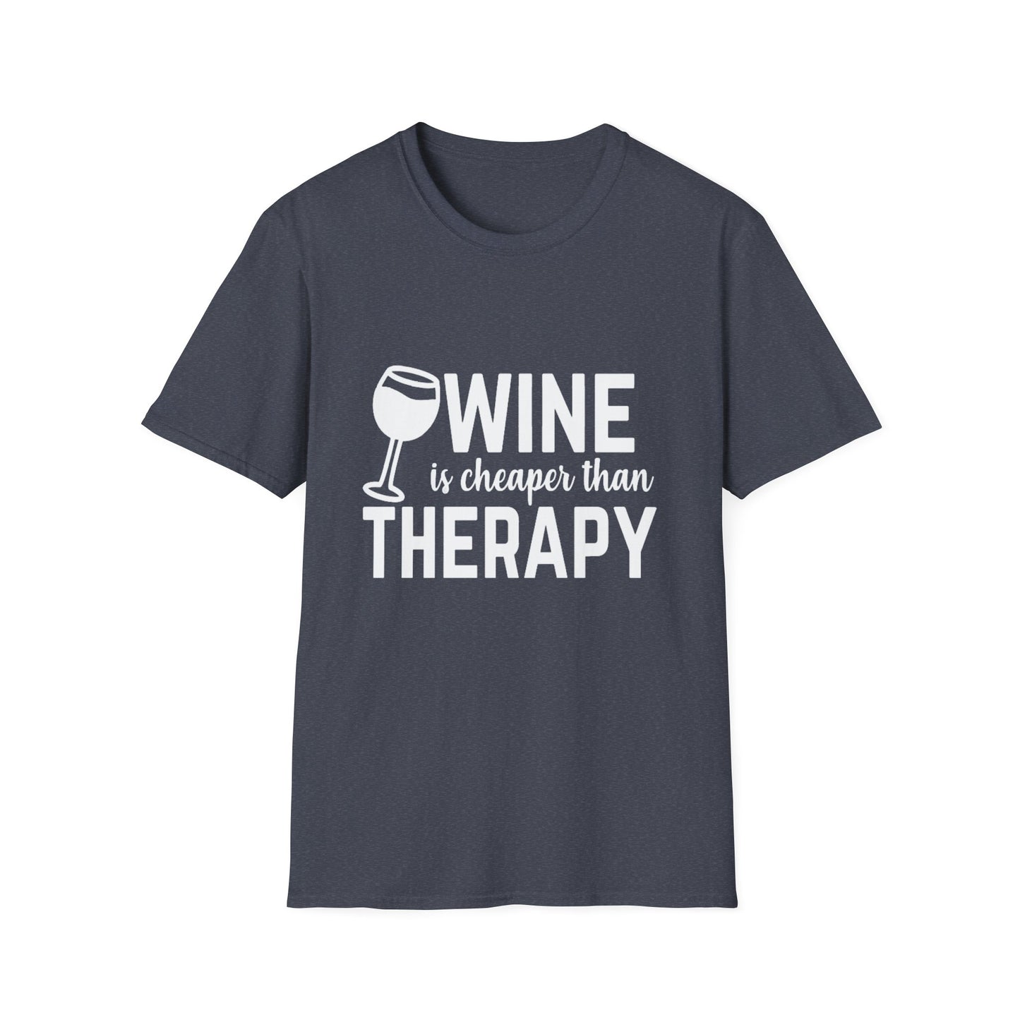 T-Shirt — "Wine Is Cheaper Than Therapy" Funny Wine Lover Tee