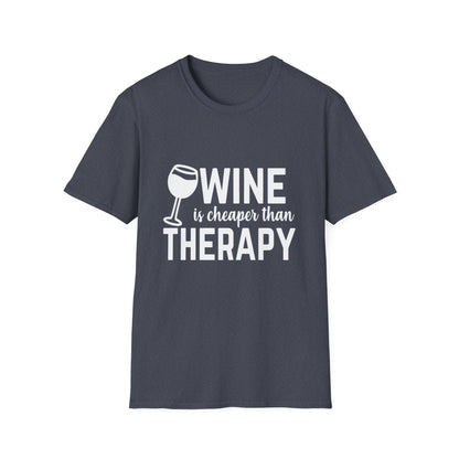 T-Shirt — "Wine Is Cheaper Than Therapy" Funny Wine Lover Tee