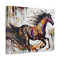Colorful Galloping Horse Canvas Print — Vibrant Abstract Equestrian Wall Art