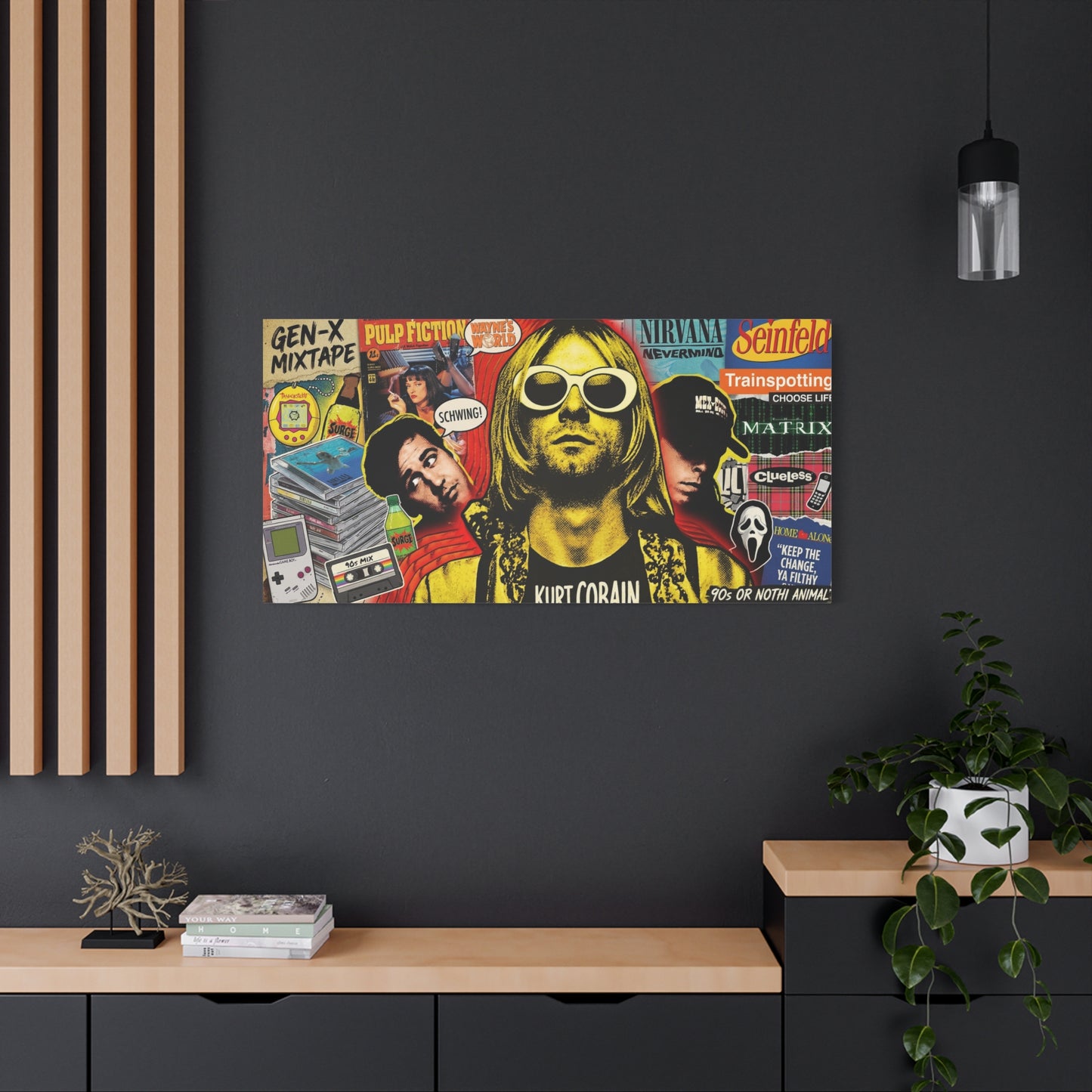 1990's Pop Culture Abstract Canvas Wall Art — Matte Stretched 1.25"