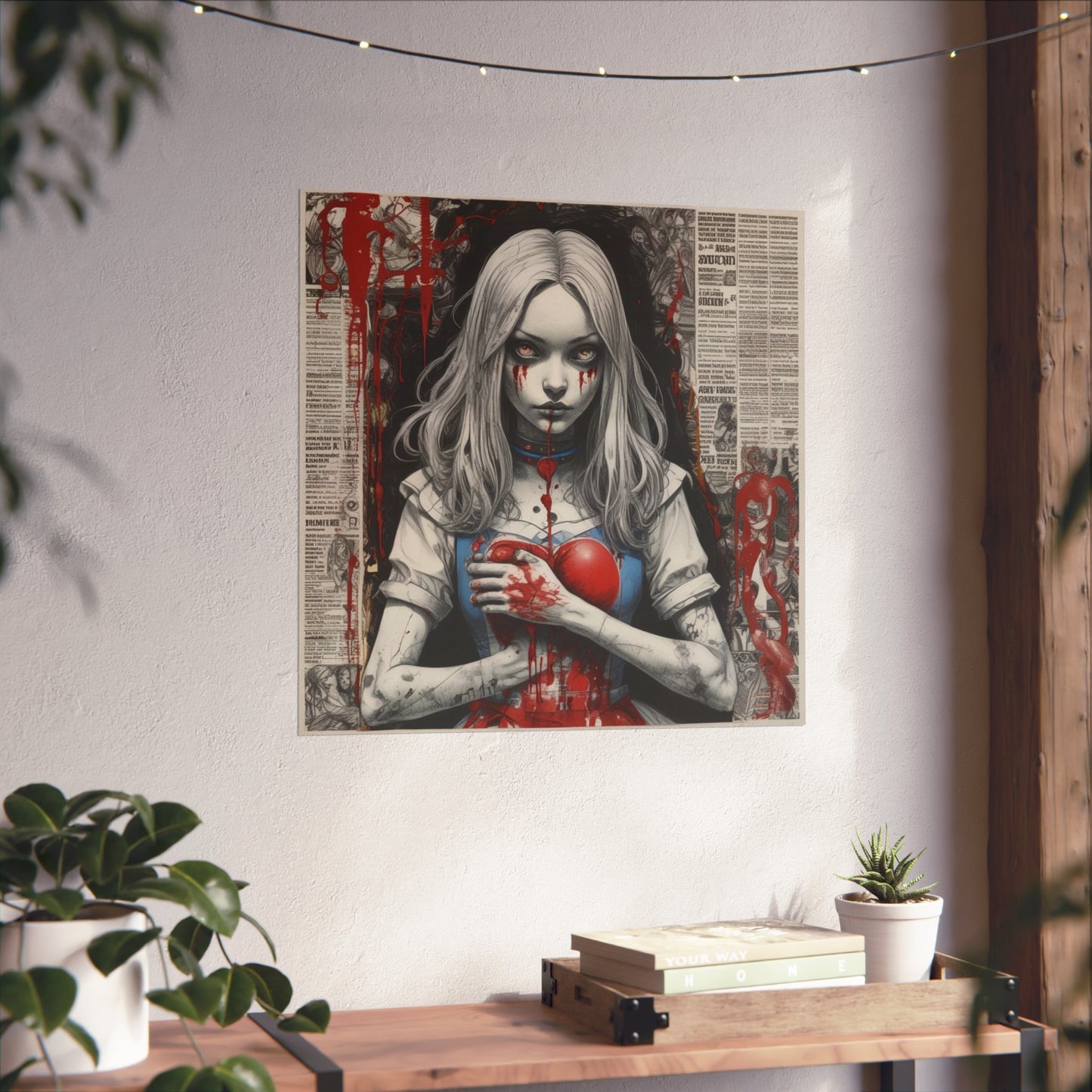 Dark Gothic Alice Fine Art Poster — Bleeding Heart Surreal Wall Art