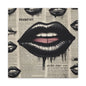 Black Drip Lips Canvas Wall Art — Vintage Newspaper Pop Art