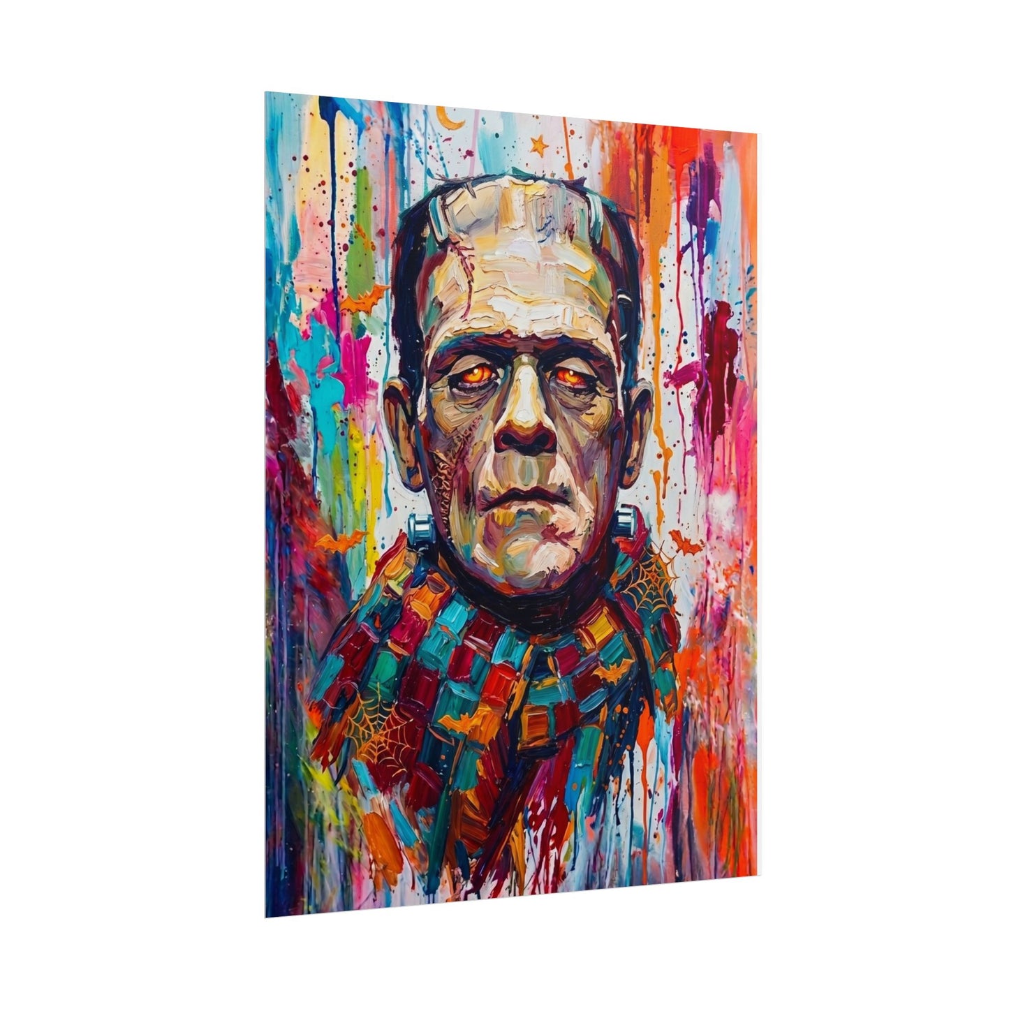 Frankenstein Color Splash Poster — Vibrant Pop Art Horror Wall Print