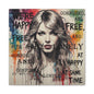 Taylor-Inspired Pop Portrait Matte Canvas Print — 'Happy, Lonely, Confused' Stretched Wall Art