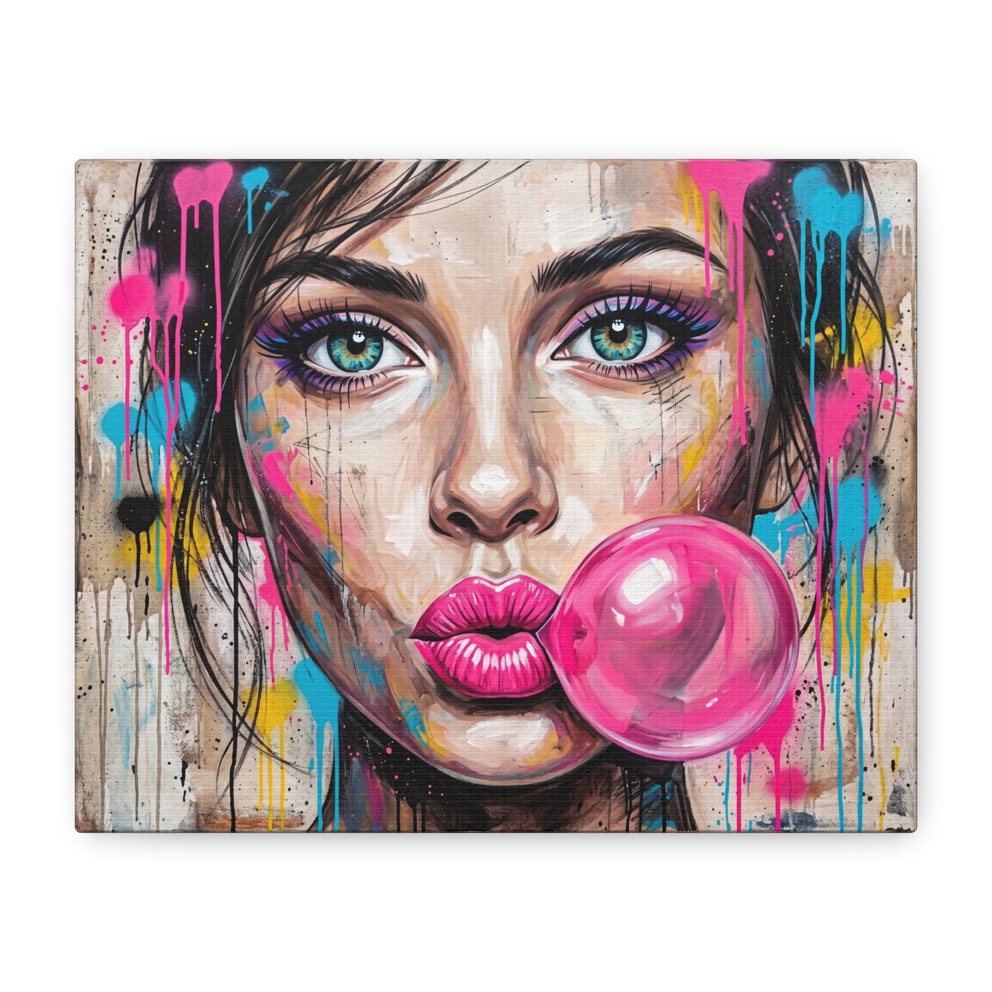 Abstract Bubble Girl Canvas Print — Matte Stretched Wall Art