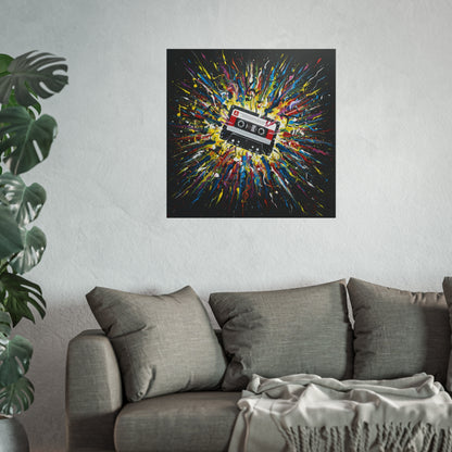 Cassette Explosion Fine Art Print — Retro Music Wall Art