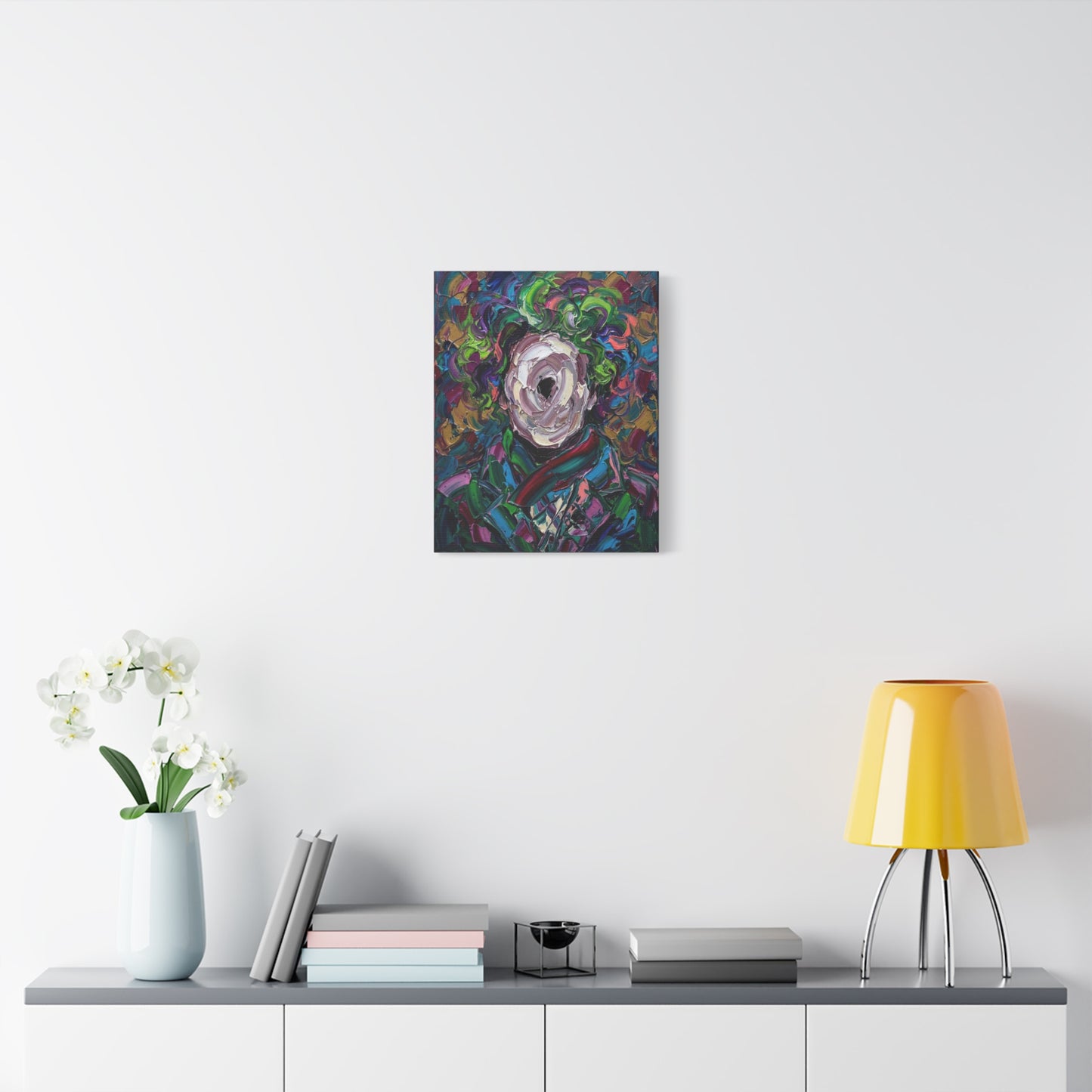 Abstract Floral Canvas Print — Colorful Impasto Rose Wall Art