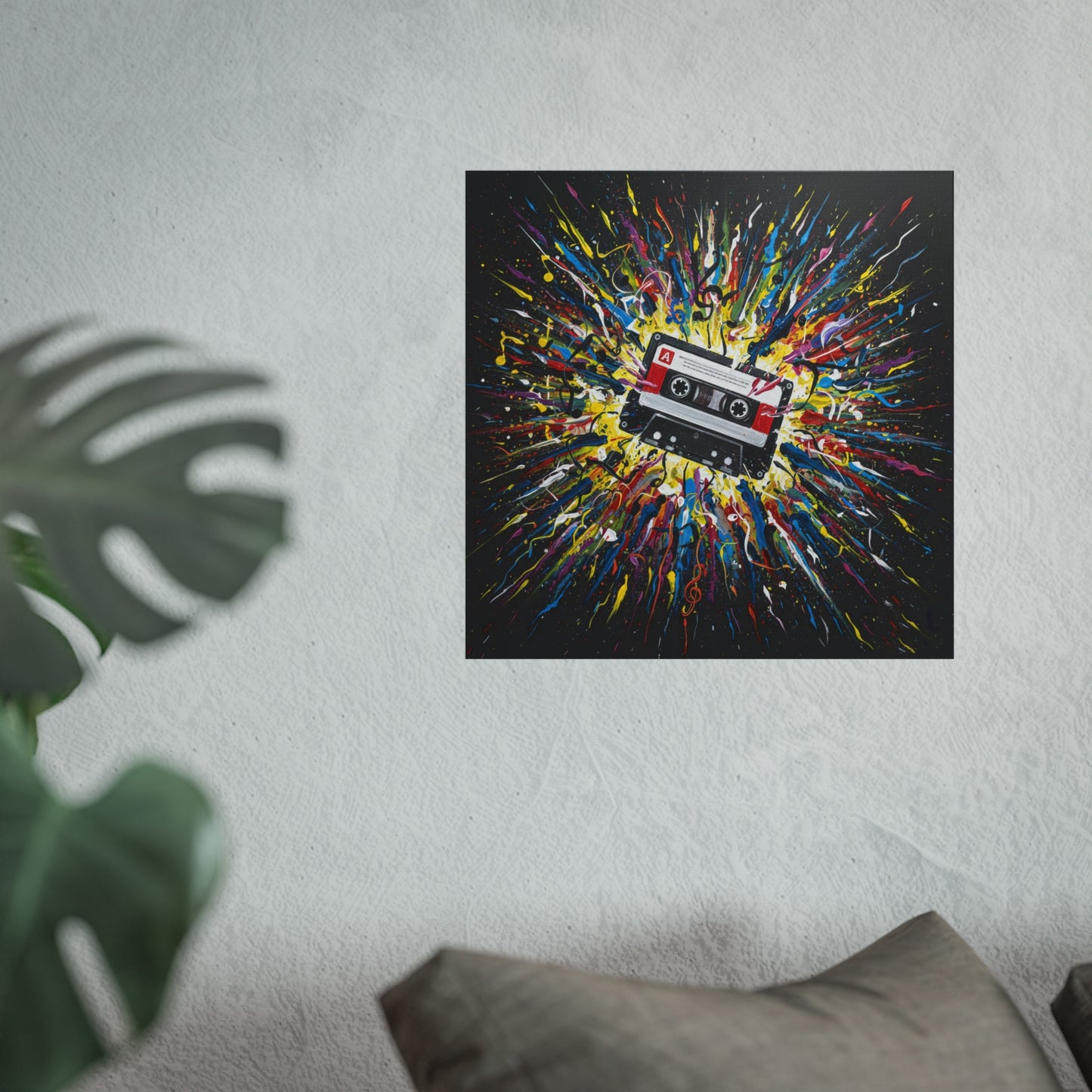 Cassette Explosion Fine Art Print — Retro Music Wall Art