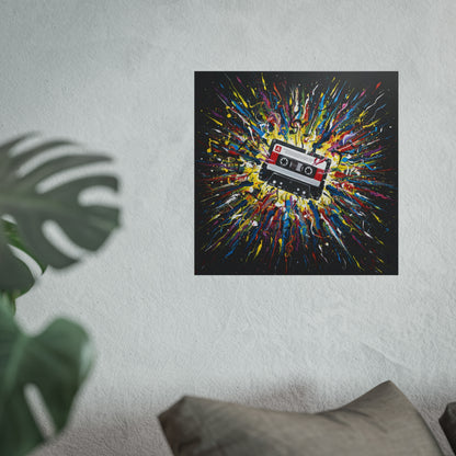 Cassette Explosion Fine Art Print — Retro Music Wall Art
