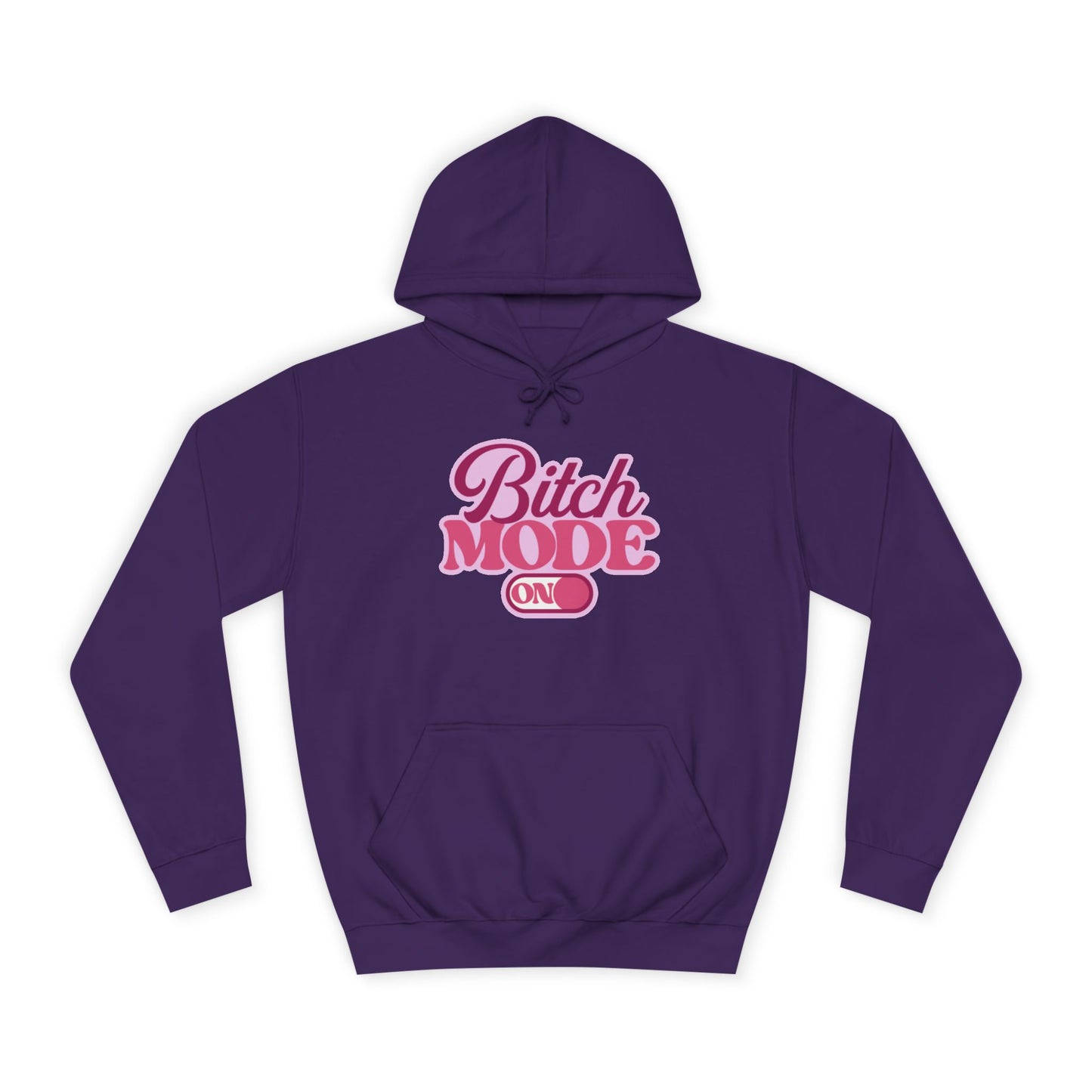 Bitch Mode On Hoodie — Bold Pink Retro Script Graphic Sweatshirt