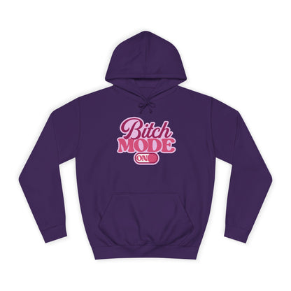 Bitch Mode On Hoodie — Bold Pink Retro Script Graphic Sweatshirt