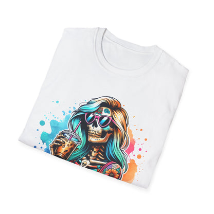 Cool Moms Club Skull T-Shirt — Colorful Day of the Dead Mom Graphic Tee