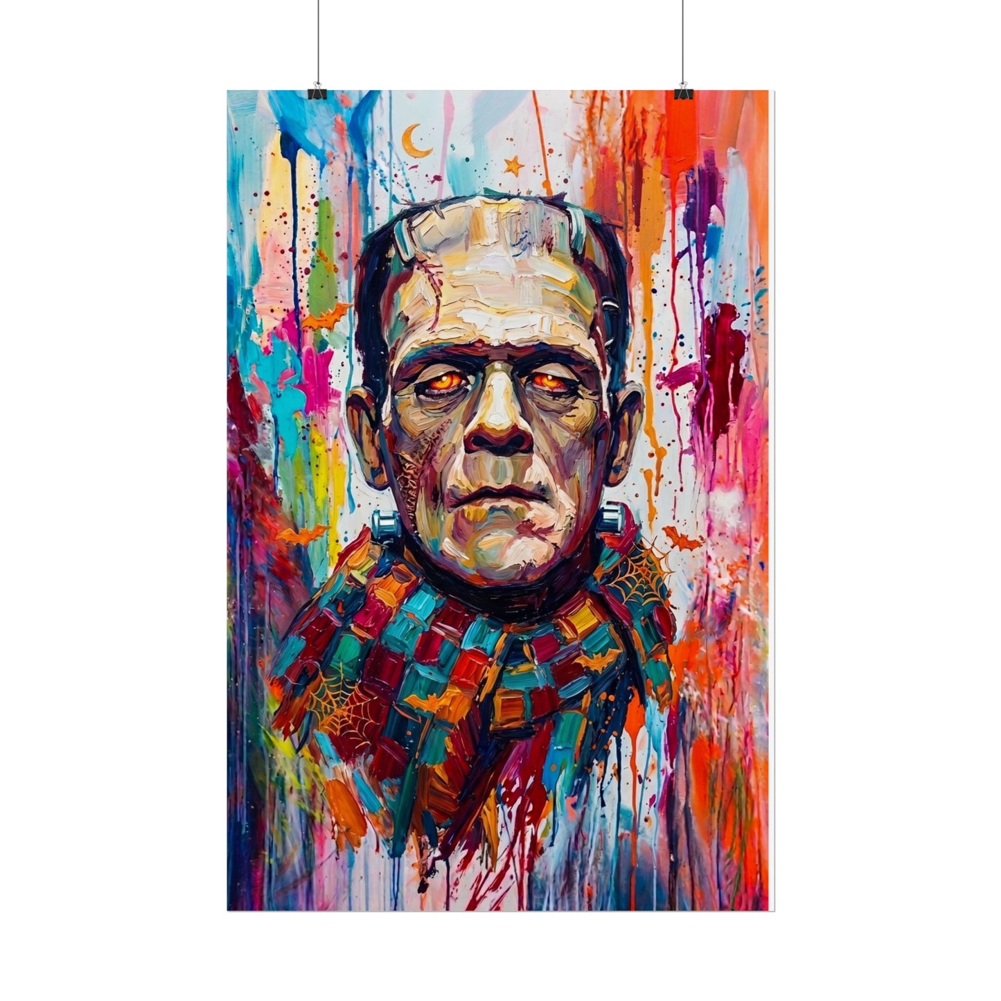 Frankenstein Color Splash Poster — Vibrant Pop Art Horror Wall Print