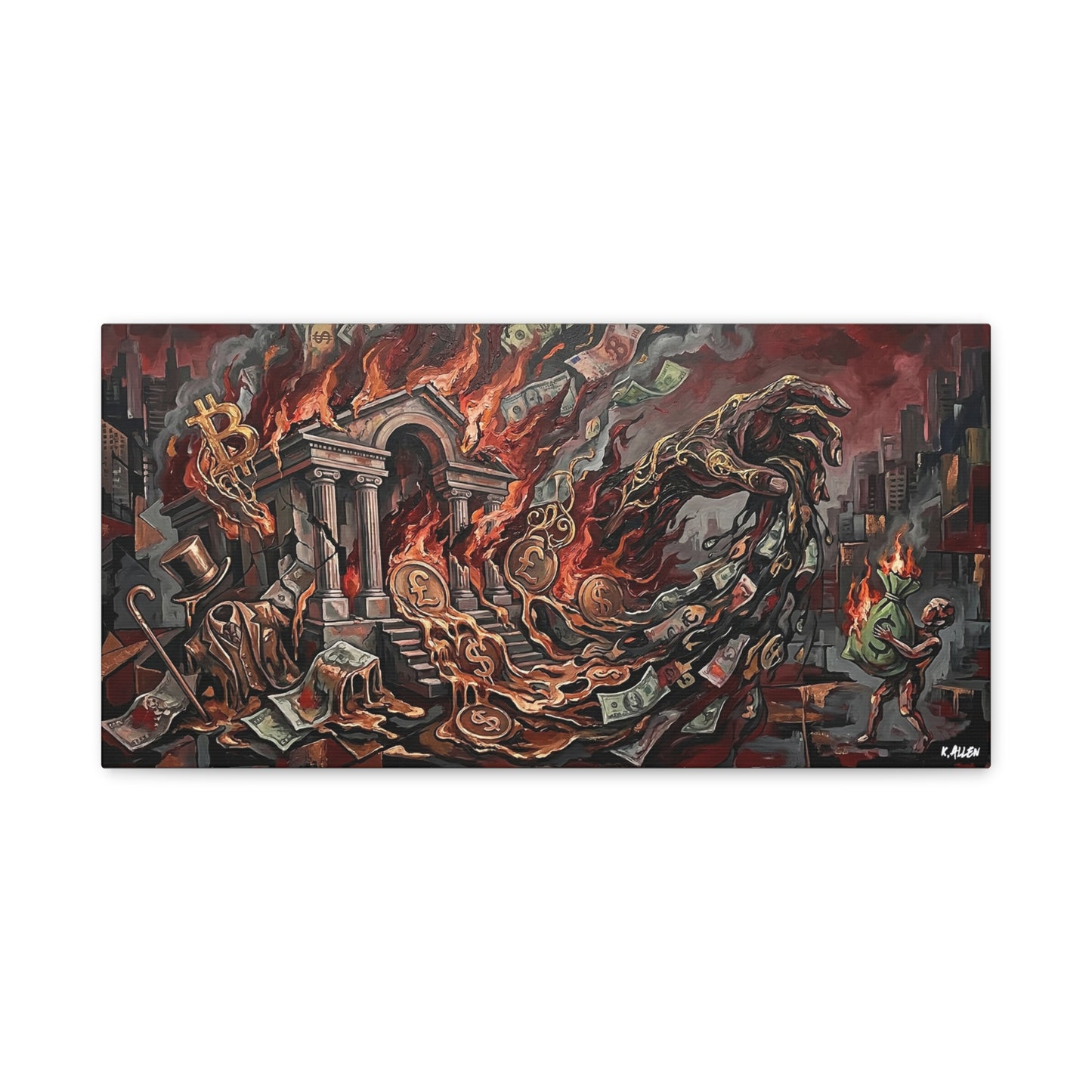 Economy Falling Canvas Wall Art Print — Matte Stretched Canvas