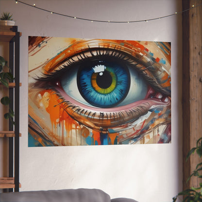 Vibrant Blue Eye Surreal Wall Art Print