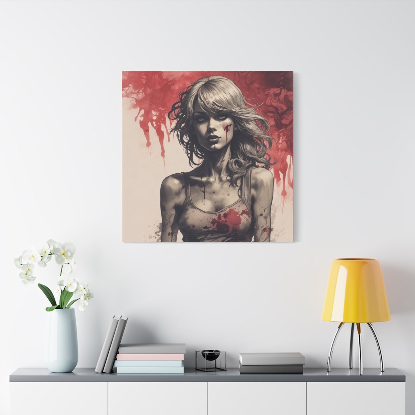 Bloody Swift Matte Canvas Print — Gothic Female Portrait Wall Art, Stretched 1.25"