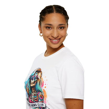 Cool Moms Club Skull T-Shirt — Colorful Day of the Dead Mom Graphic Tee