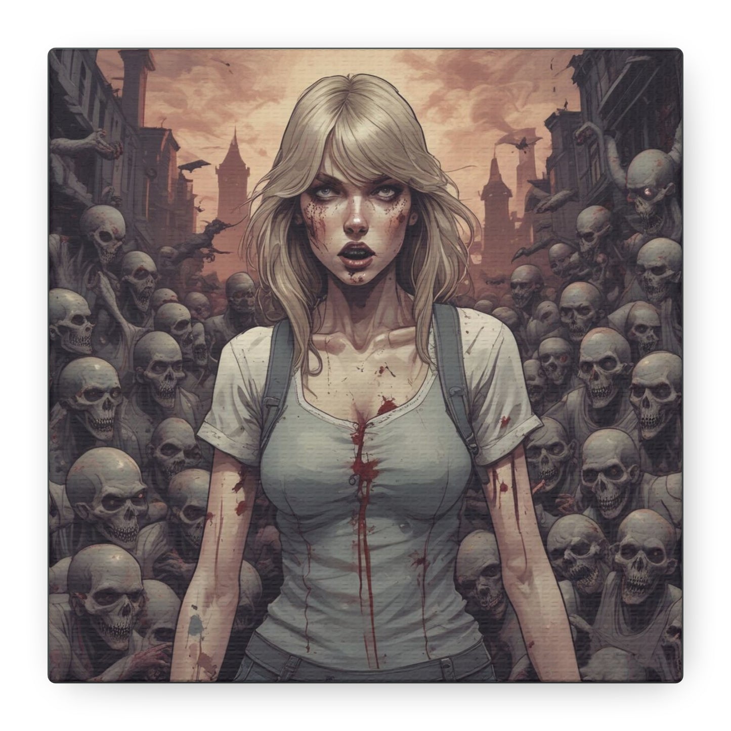 Zombie Swift Matte Canvas Wall Art — Gory Gothic Horror Illustration