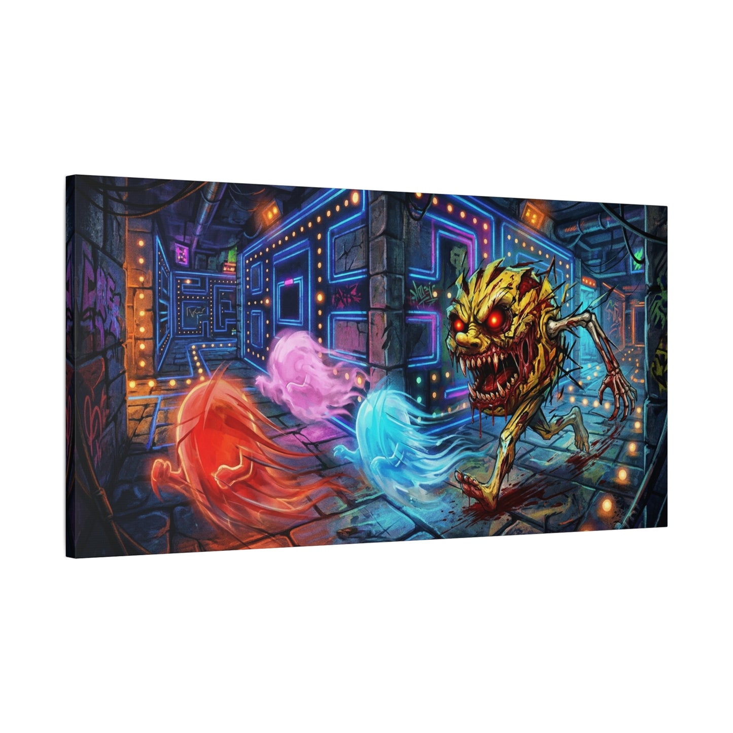 Evil Pacman Abstract Canvas Wall Art — Matte Stretched 1.25"