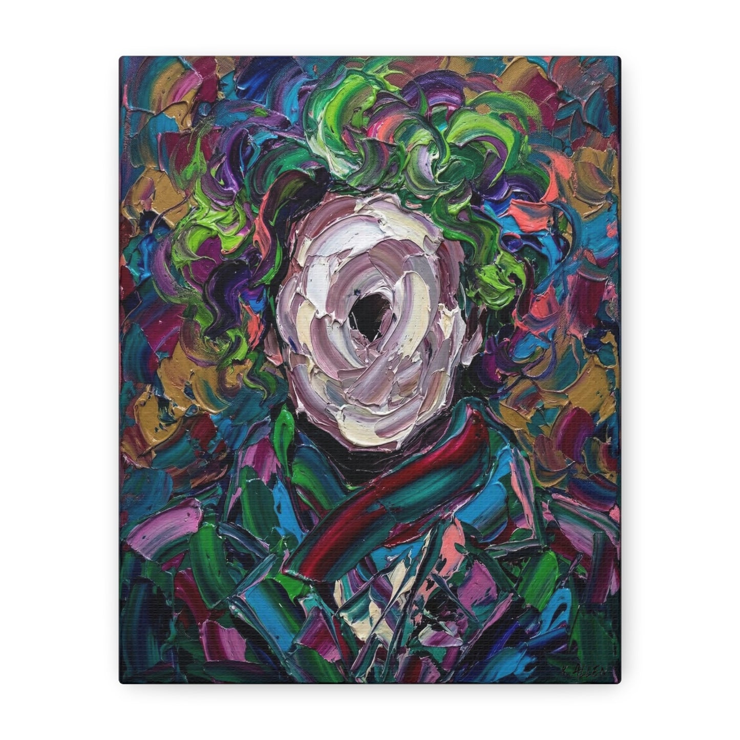 Abstract Floral Canvas Print — Colorful Impasto Rose Wall Art
