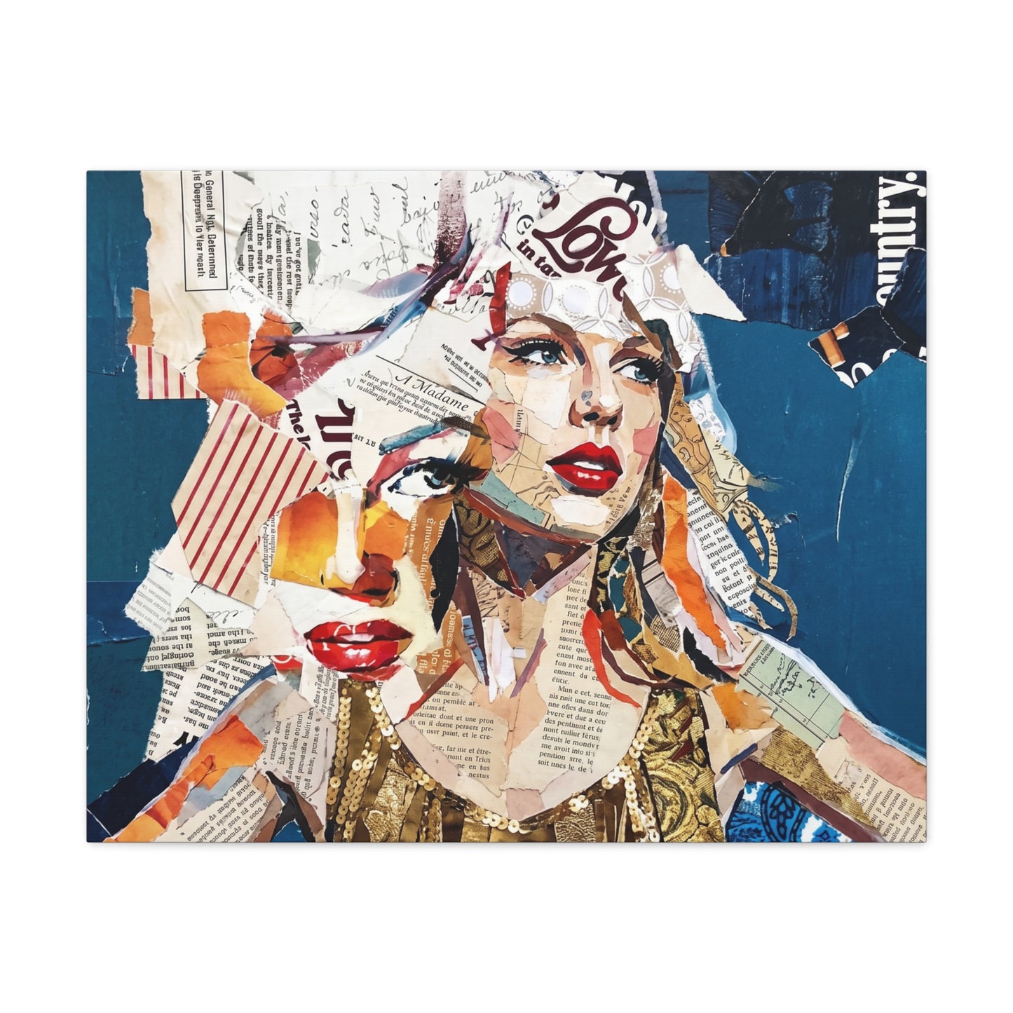 Pop Art Collage Woman Canvas Print — Modern Portrait Wall Art