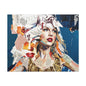 Pop Art Collage Woman Canvas Print — Modern Portrait Wall Art