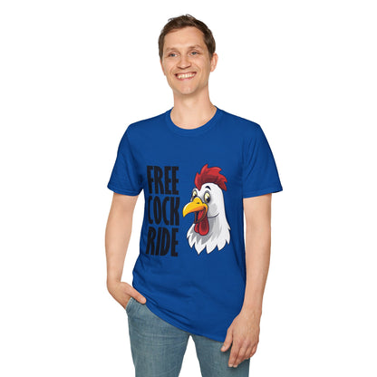 Graphic T-Shirt — "Free Cock Ride" Rooster Novelty Tee