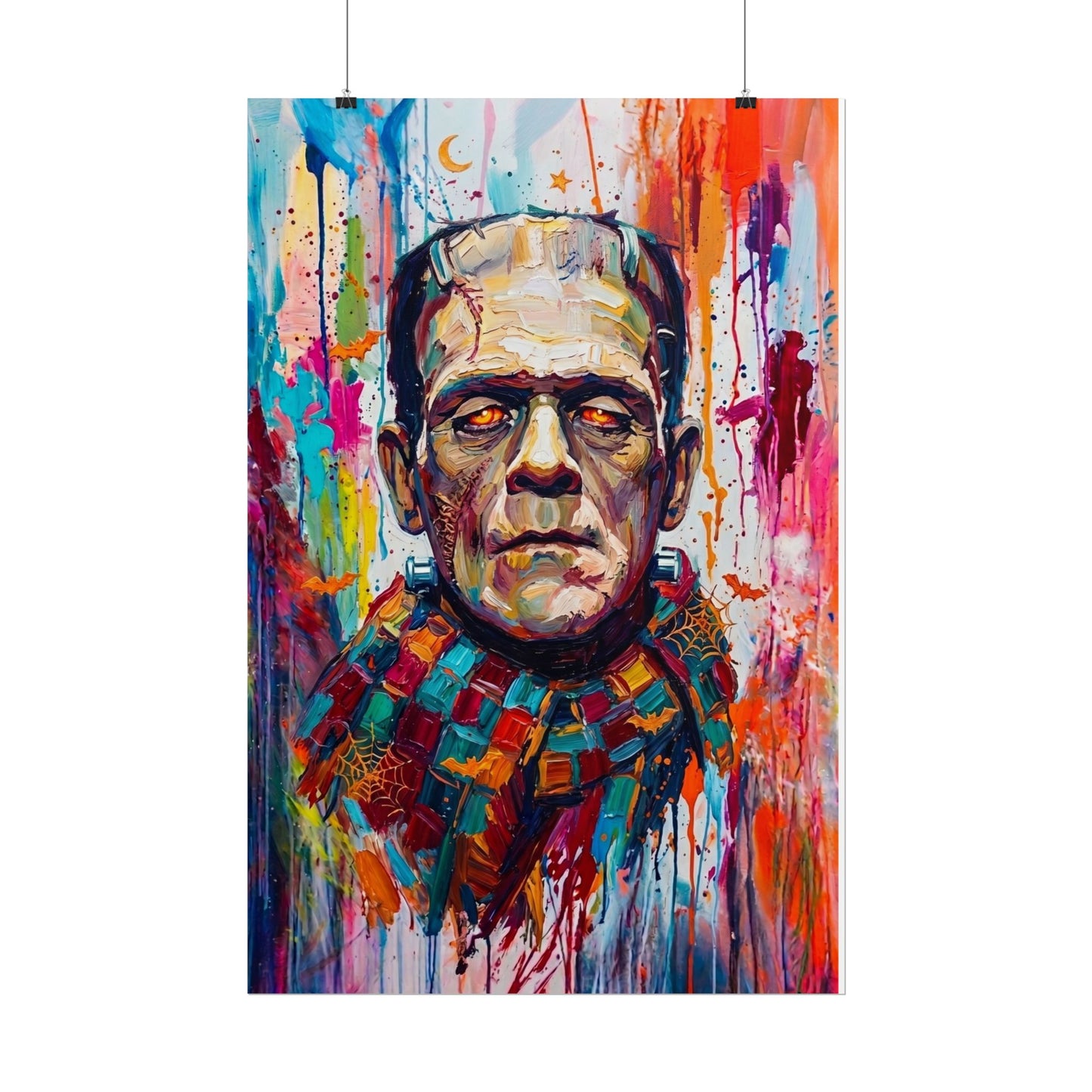 Frankenstein Color Splash Poster — Vibrant Pop Art Horror Wall Print