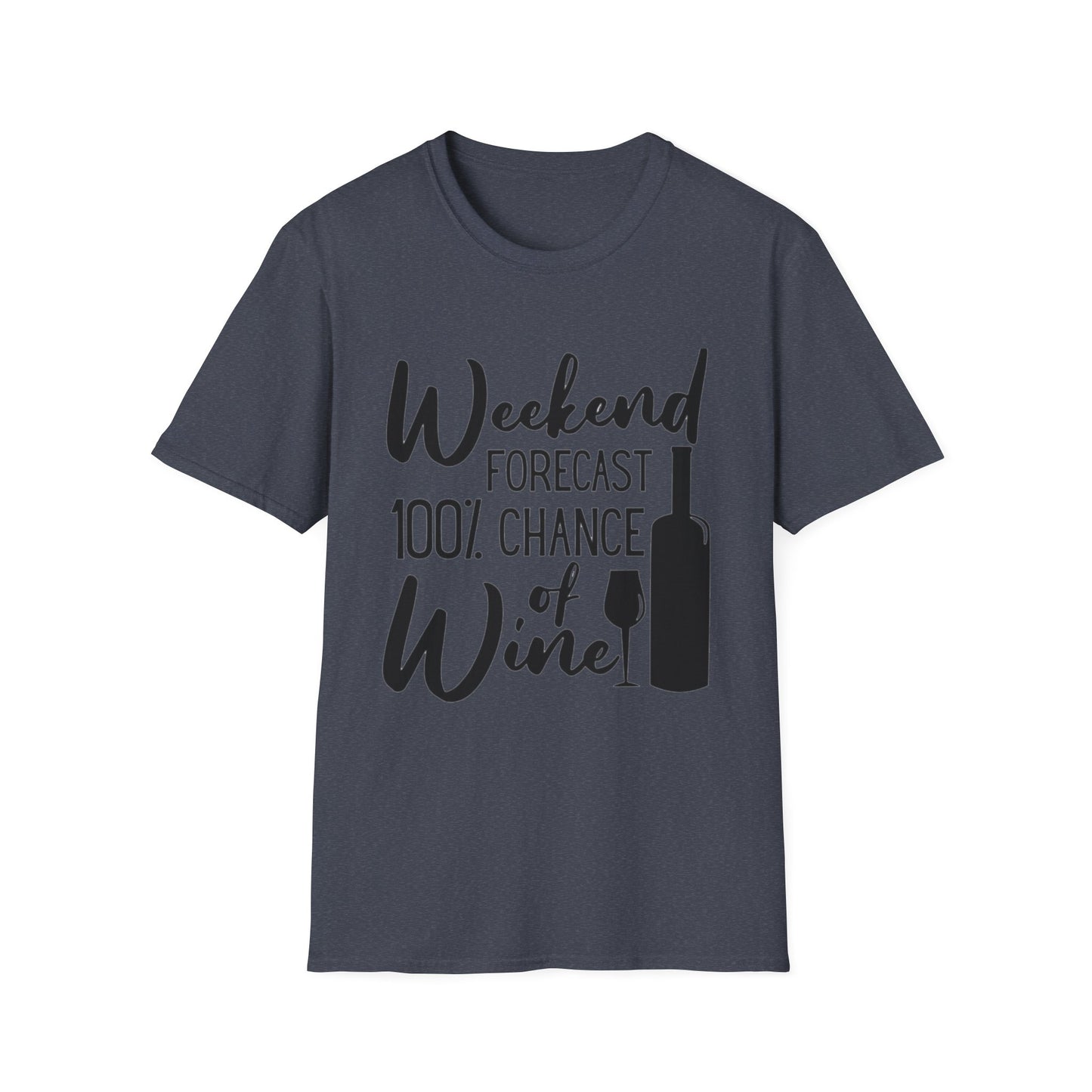 Wine Weekend T-Shirt — "Weekend Forecast 100% Chance of Wine" Graphic Tee