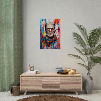 Frankenstein Color Splash Poster — Vibrant Pop Art Horror Wall Print