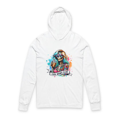 Cool Moms Club Hooded Long Sleeve Tee — Colorful Skeleton Mom Graphic