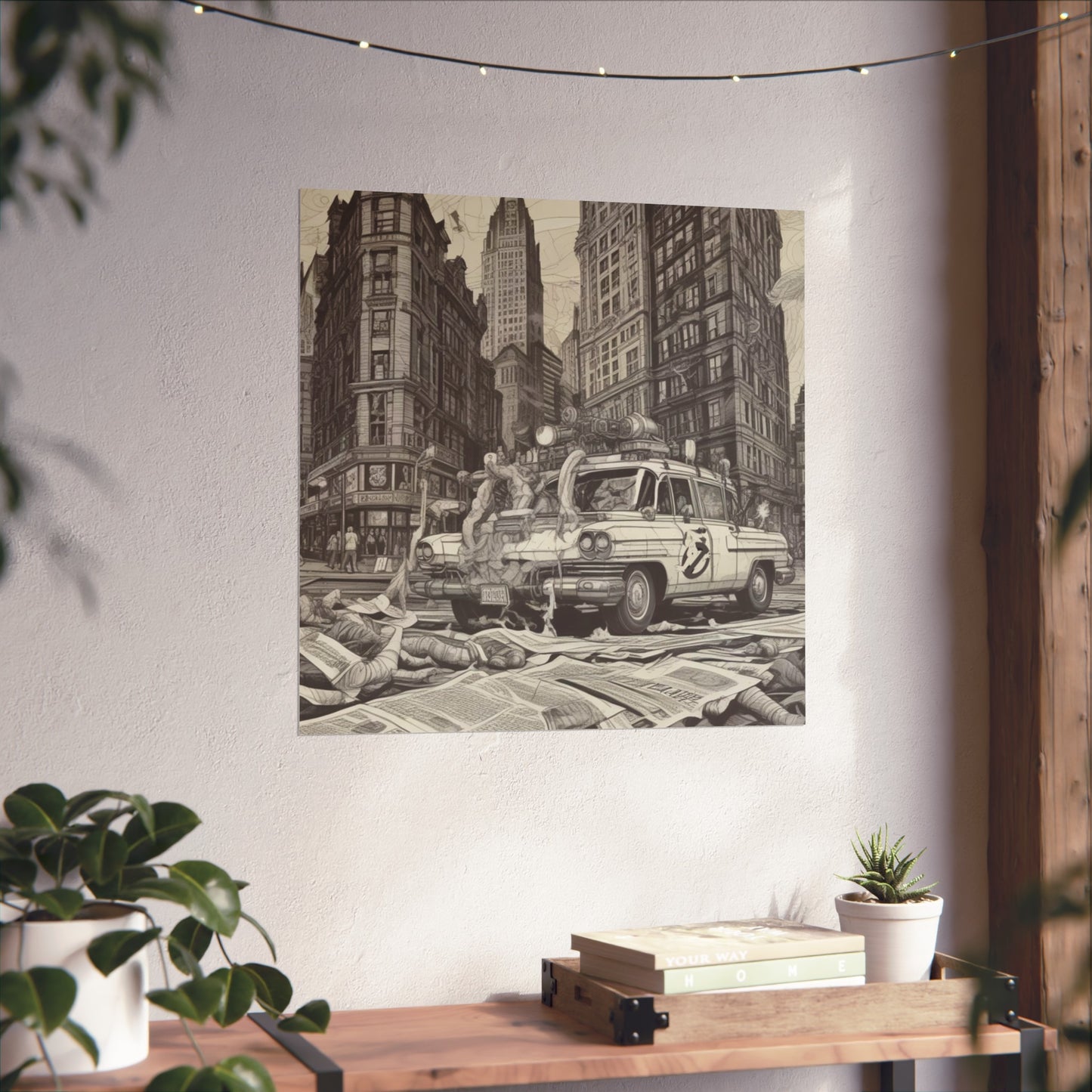 Vintage Ghostbusters Taxi Illustration