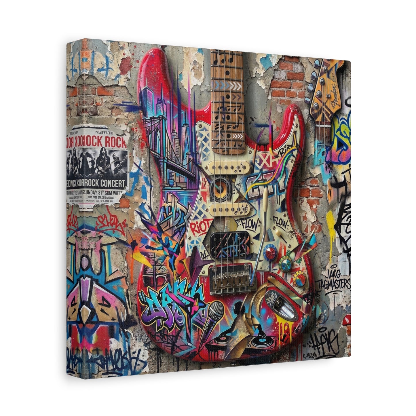Urban Art Gutair Abstract Canvas Wall Art Print