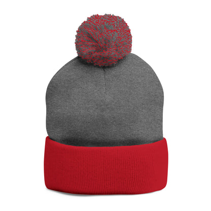 Embroidered 'Fuck Off' Pom-Pom Beanie - Knit Winter Hat