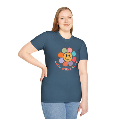 Cool Moms Club T-Shirt — Retro Floral Smiley Tee for Trendy Moms
