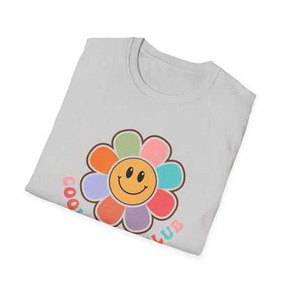 Cool Moms Club T-Shirt — Retro Floral Smiley Tee for Trendy Moms