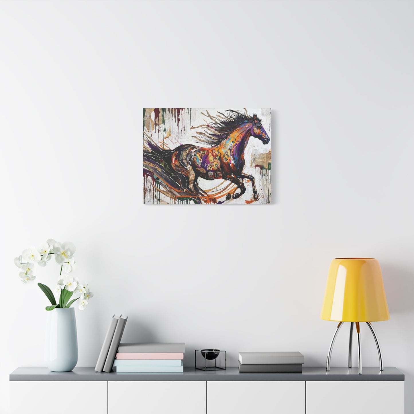Colorful Galloping Horse Canvas Print — Vibrant Abstract Equestrian Wall Art