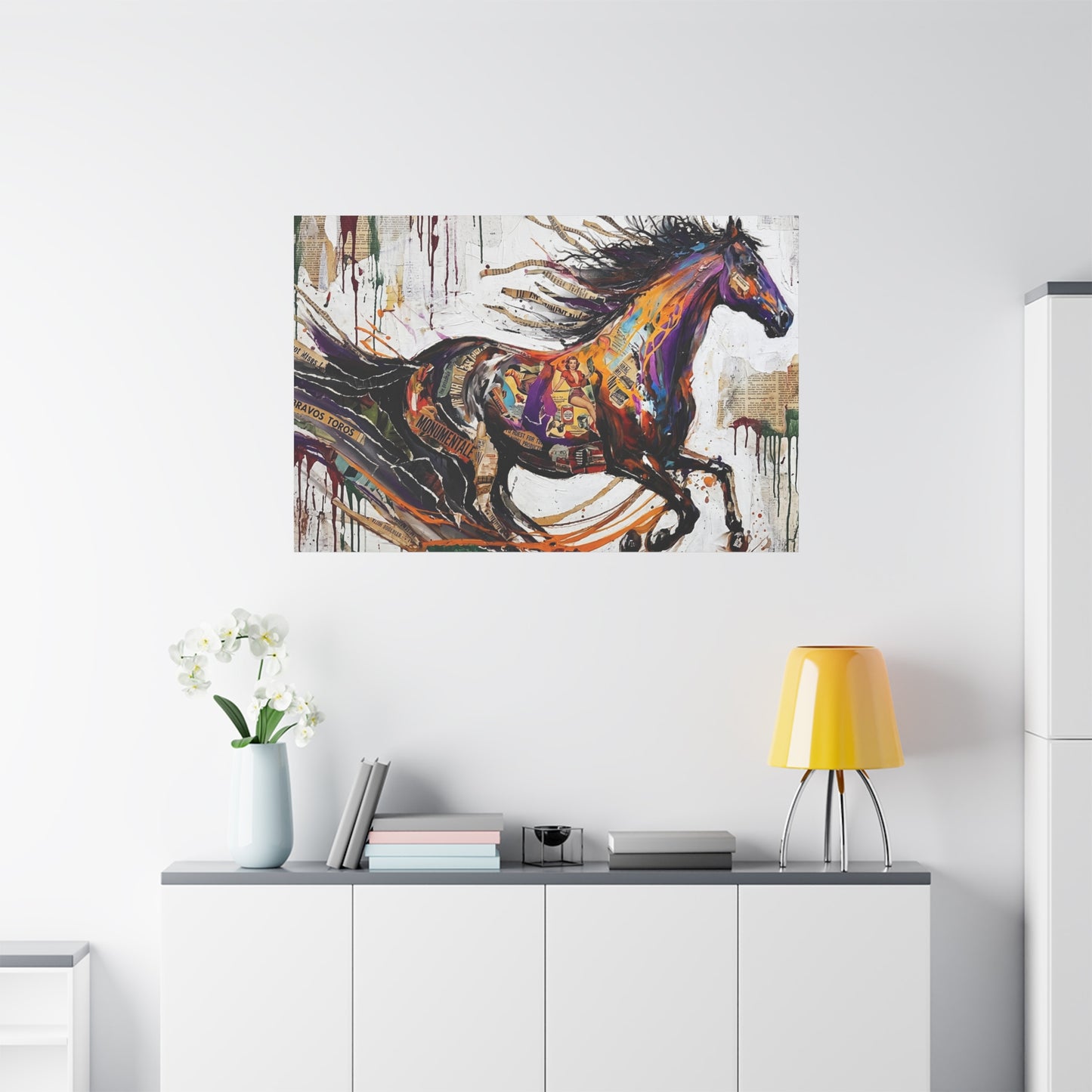 Colorful Galloping Horse Canvas Print — Vibrant Abstract Equestrian Wall Art