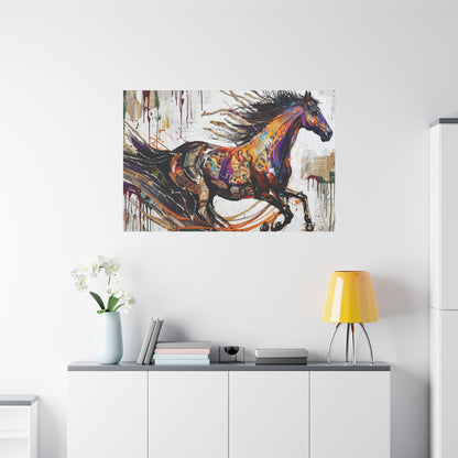 Colorful Galloping Horse Canvas Print — Vibrant Abstract Equestrian Wall Art