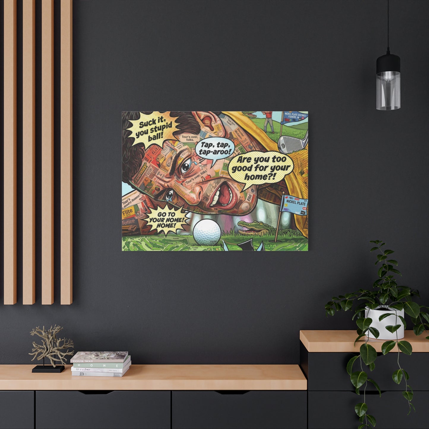 Happy Golf Pop Canvas Art — Matte Stretched Canvas Print