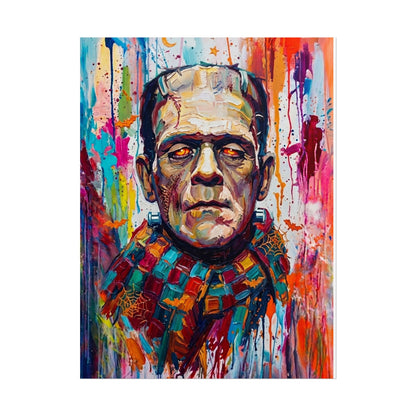 Frankenstein Color Splash Poster — Vibrant Pop Art Horror Wall Print