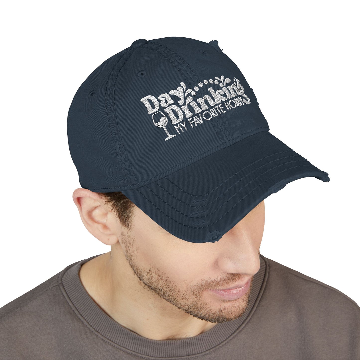 Day Drinking Squad Distressed Dad Hat — Embroidered Casual Baseball Cap