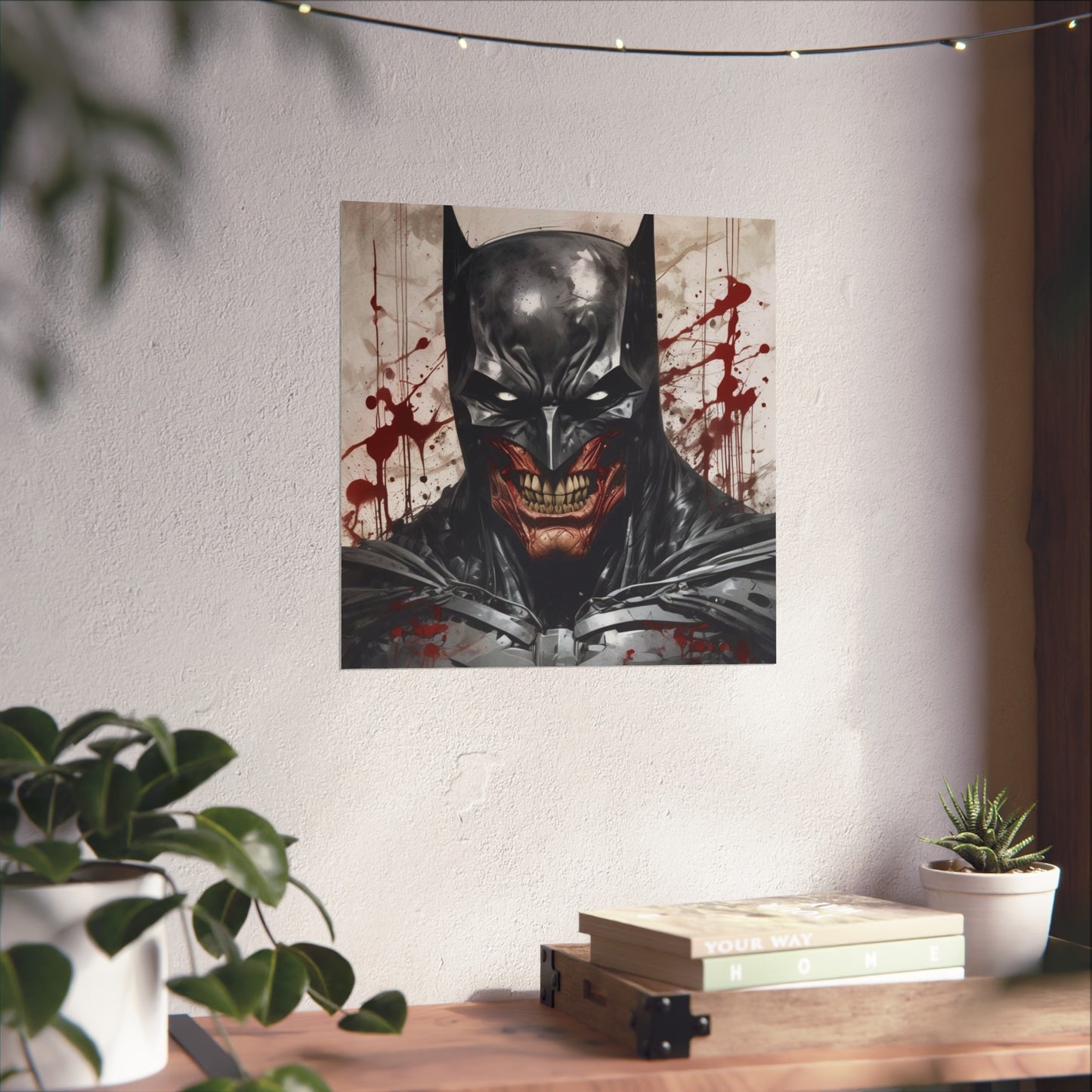 Horror Comic Fine Art Poster Print — Grinning Dark Knight Portrait